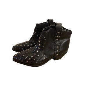 Sam Edelman Booties Womens Size 6W Black Studded Western Biker